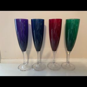 Set of four colorful Tupperware champagne glasses